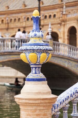 Detail of colorful artistic ceramics at Plaza de Espana, Seville, Spainの写真素材