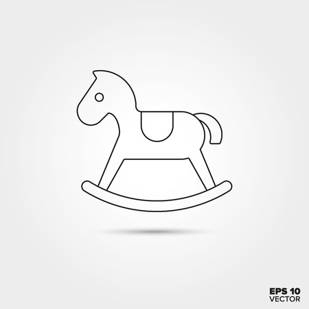 Rocking Horse Toy Line Icon Vectorのイラスト素材