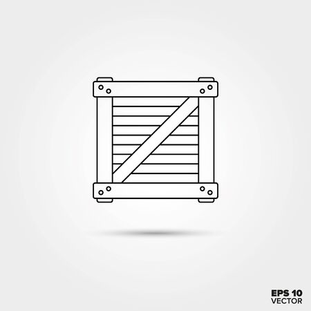 Wooden box Line Icon Vectorのイラスト素材