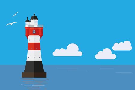 Roter Sand historic lighthouse in the Weser estuary vector illustrationのイラスト素材