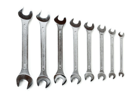 Set of wrenches on white background isolated