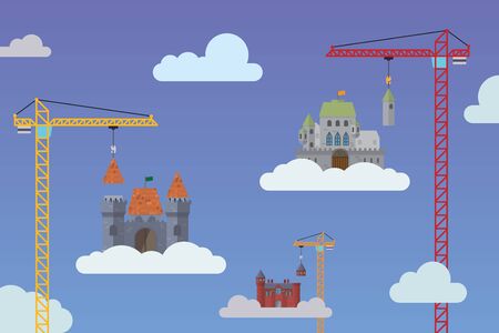 Buidling castles in the sky conceptual illustrationのイラスト素材
