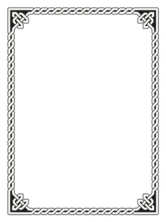 Traditional Celtic braided border, black isolated on whiteのイラスト素材