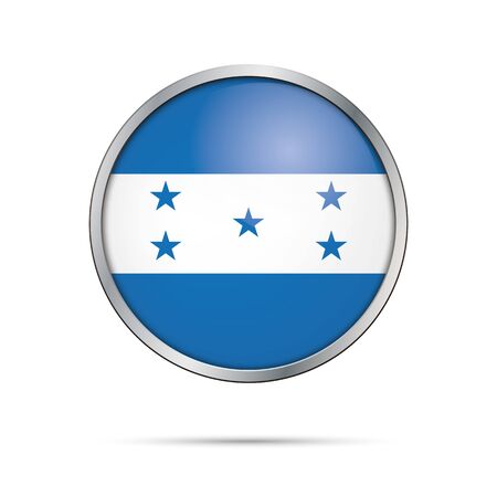 Honduras flag glass button style with metal frame.のイラスト素材