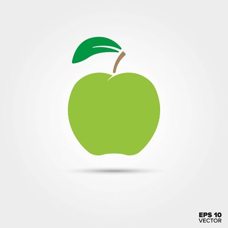 green apple fruit with leaf vector iconのイラスト素材