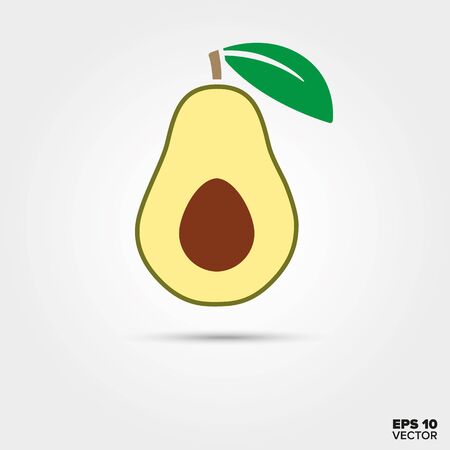 Half avocado fruit with leaf vector iconのイラスト素材