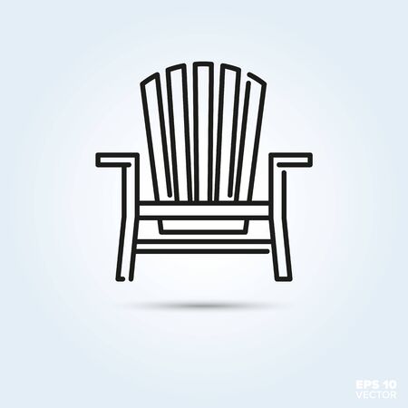 Deck chair Line Icon Vectorのイラスト素材