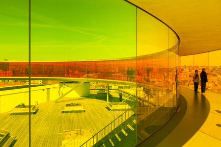 Aarhus, Denmark - May 2, 2017: Visitors inside Olafur EliassonÃÂ ¢ Ã ¢, Â¬Ã ¢のeditorial素材