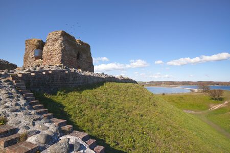 Ruins of KaloÃ¸ Castle at Mols Bjerge National Park, Djursland, Jutland, Denmarkの写真素材