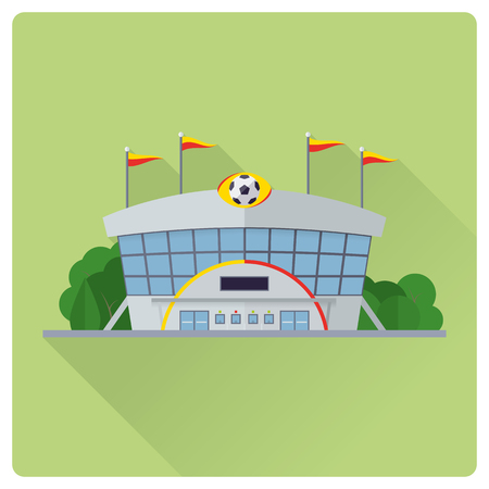 flat design long shadow soccer stadium building vector illustrationのイラスト素材