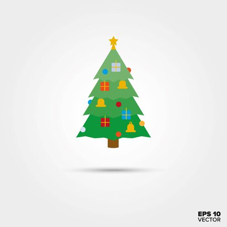decorated christmas tree vector iconのイラスト素材