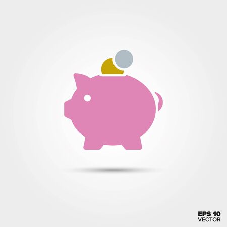 pink piggy bank with coinsのイラスト素材