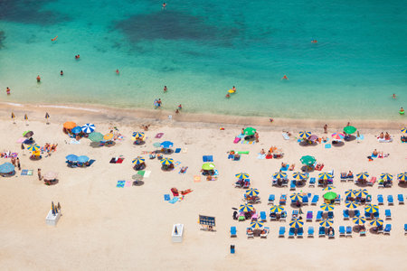 People at Grand Canary beach, aerial viewのeditorial素材