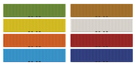 Forty feet cargo containers in eight colors