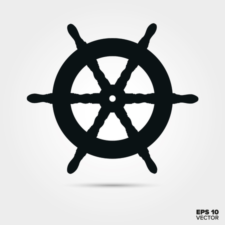Steering Wheel. Silhouette of a vintage sailing ships helmのイラスト素材