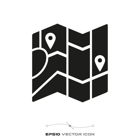 folding map flat glyph icon vectorのイラスト素材