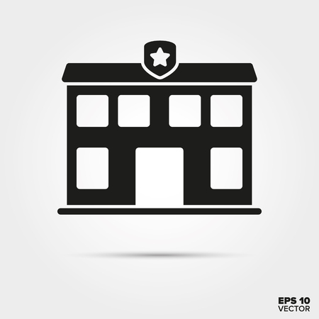 Police station glyph icon vector. Law enforcement and criminal justice symbol.のイラスト素材