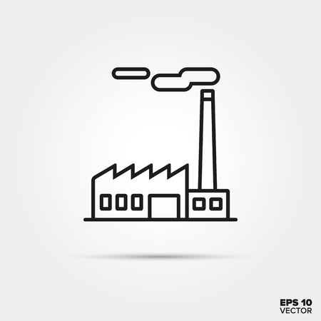 Factory building line icon vector. Industry and pollution symbol.のイラスト素材