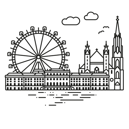 Line Icon style Vienna cityscape vector illustrationのイラスト素材