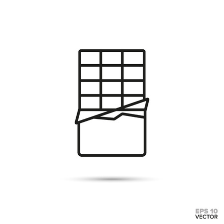 Chocolate bar with torn wrapper vector line icon. Sweet food symbol.のイラスト素材