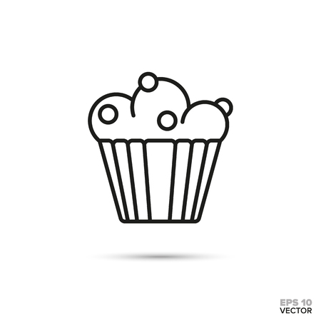 blueberry muffin cupcake vector line icon. Sweet food symbol.のイラスト素材