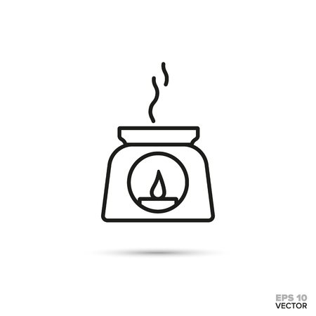 Incense burner vector line icon. Spa and aromatherapy symbol.のイラスト素材