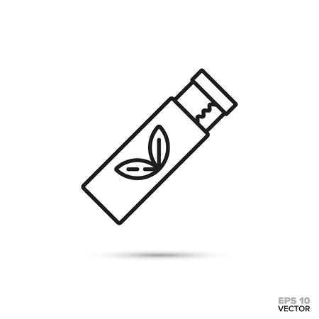 Mint chewing gum strips package vector line icon. Sweet food symbol.のイラスト素材