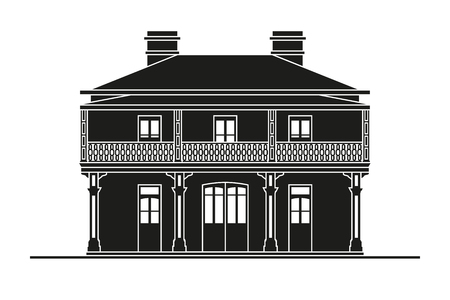 Georgian Style mansion silhouette vector illustrationのイラスト素材