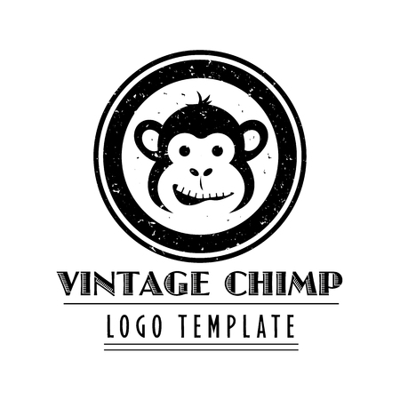 Vintage styled cartoon chimpanzee mascot company  templateのイラスト素材