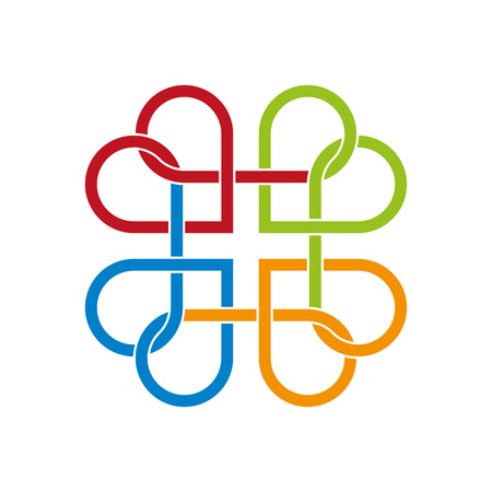 Abstract vector symbol with four intertwined heart shapesのイラスト素材