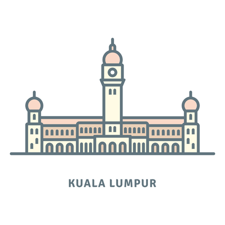 Kuala Lumpur line icon. Sultan Abdul Samad Building vector illustration.のイラスト素材