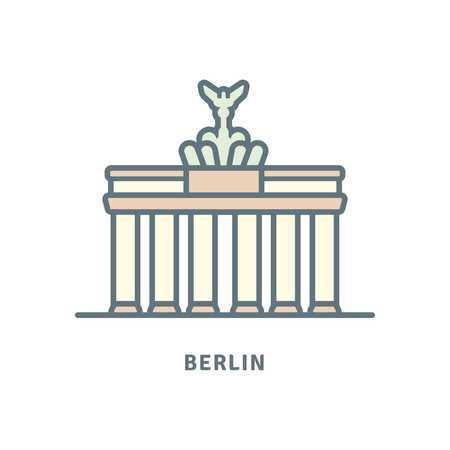 Germany line icon. Brandenburg gate vector illustration.のイラスト素材