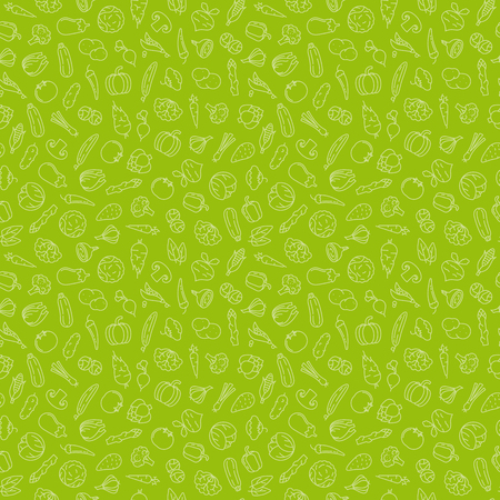 Seamless wallpaper background with various vegetable icons on green background vector illustrationのイラスト素材