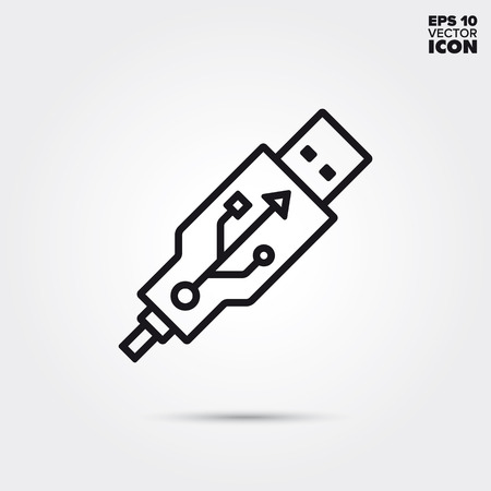 USB connector line icon. Electronic component vector symbol.のイラスト素材