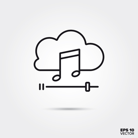 Streaming music from cloud line icon vector illustration. Media and entertainment symbol.のイラスト素材