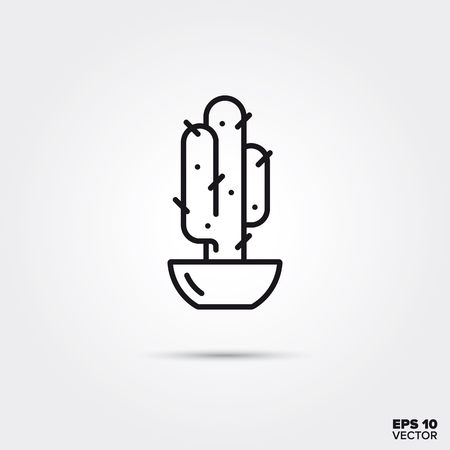Potted cactus line icon vector illustration. Home decoration and interior symbol.のイラスト素材