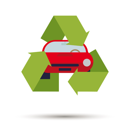 Flat design used car recycling vector iconのイラスト素材