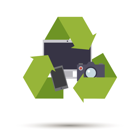 Flat design used electronic devices recycling vector iconのイラスト素材