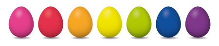 Easter eggs in rainbow colors on white backgroundのイラスト素材