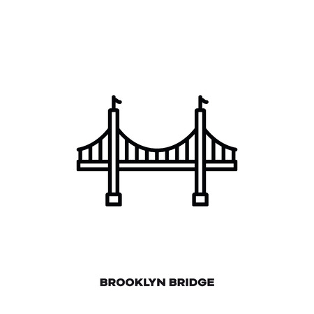Brooklyn Bridge At New York City, United States of America, vector line icon. International landmark and tourism symbol.のイラスト素材