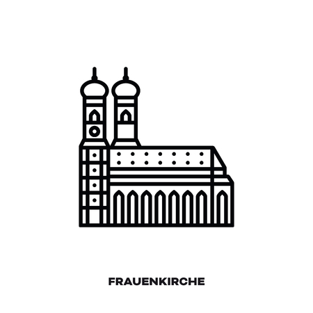 Frauenkirche church at Munich, Bavaria, Germany, vector line icon. International landmark and tourism symbol.のイラスト素材