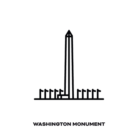 Washington Monument at Washington, D.C., USA, vector line icon. International landmark and tourism symbol.のイラスト素材