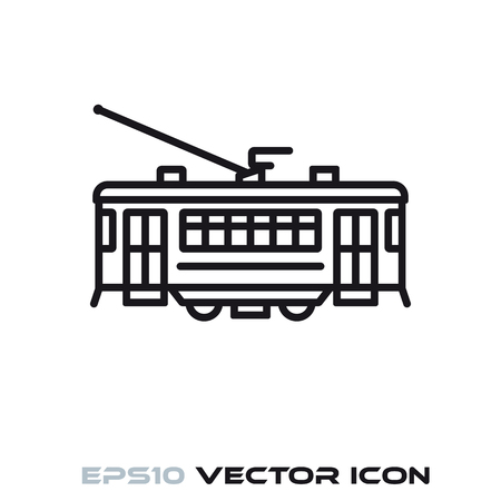 Vintage tram flat line icon vector illustrationのイラスト素材