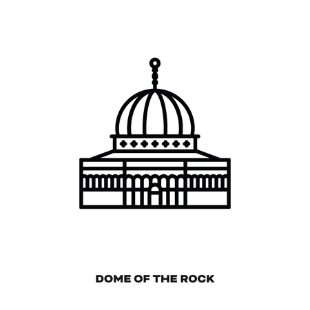 Dome of the rock at Jerusalem, Israel, vector line icon. International landmark and tourism symbol.のイラスト素材