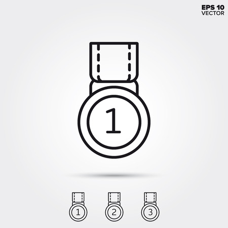 Medal for winner, second and third place. Modern line icons. EPS 10 vector illustrations.のイラスト素材