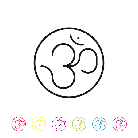 om symbol line icon. Sixties lifestyle symbol in black and six colors.のイラスト素材