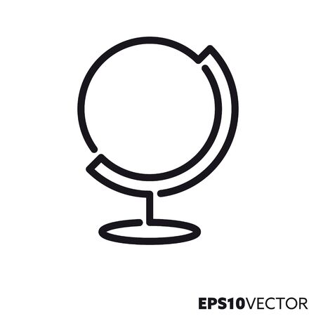 Globe line icon. Outline symbol of planet earth and travel. Navigational equipment flat vector illustration.のイラスト素材