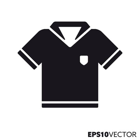 Polo shirt solid black icon. Glyph symbol of team dress and sportswear. Clothing flat vector illustration.のイラスト素材