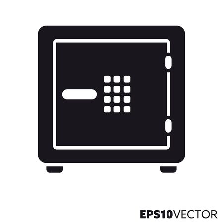 Safe with keypad solid black icon. Glyph symbol of money, protection and security. Finance related flat vector illustration.のイラスト素材