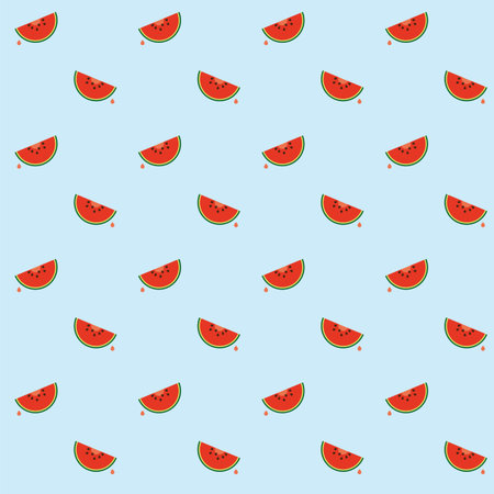 Seamless pattern of watermelon pieces vector background illustration